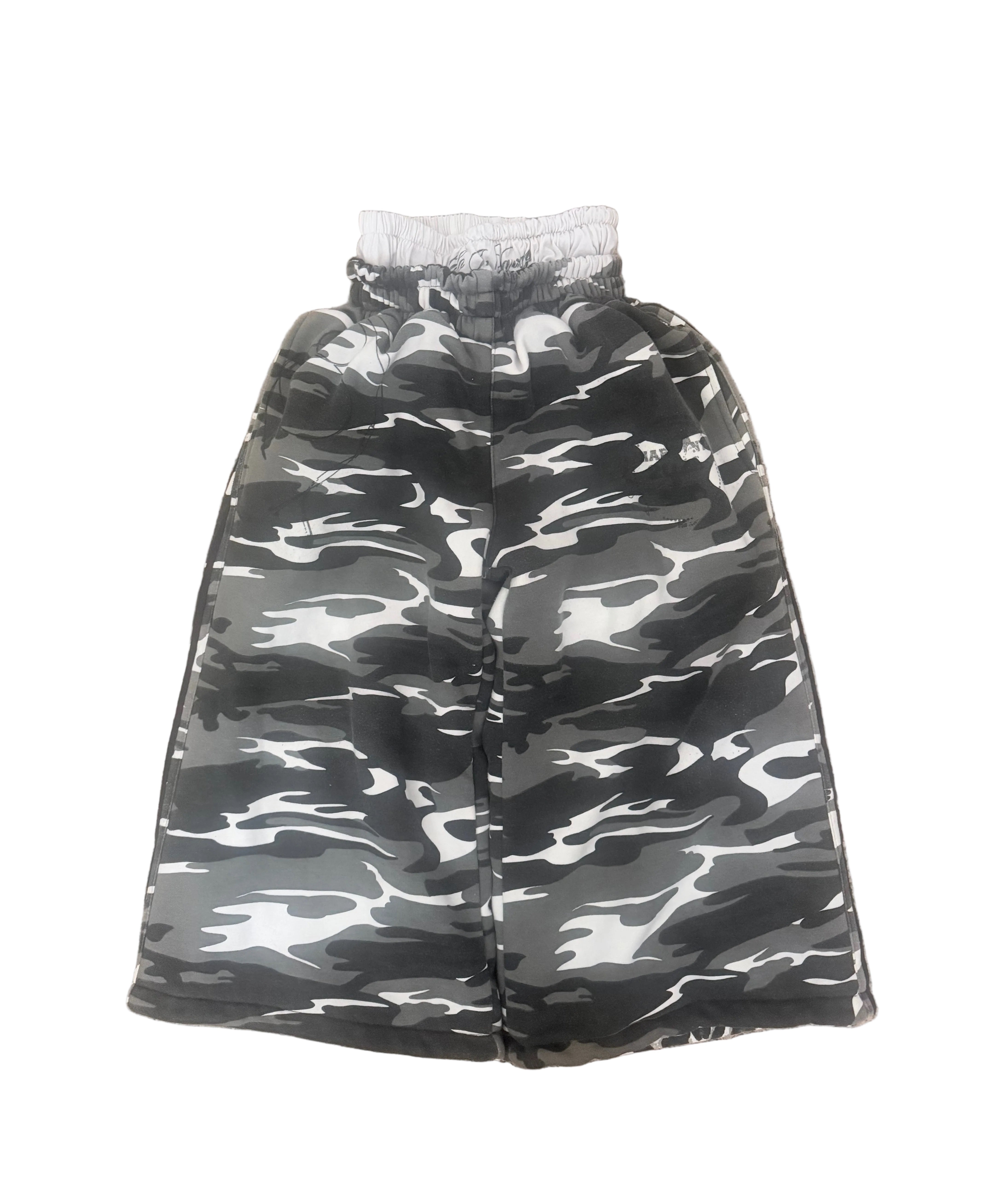 leopard + camo sweatshorts (reversible)
