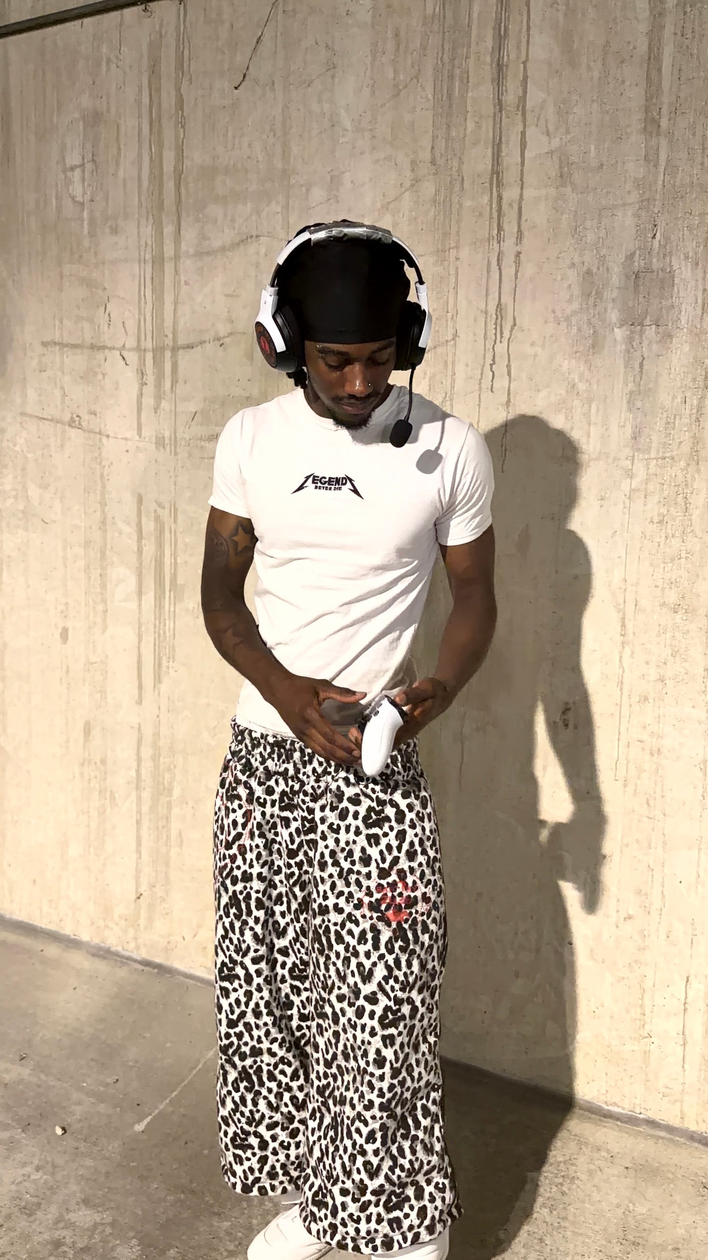 leopard + camo sweatshorts (reversible)